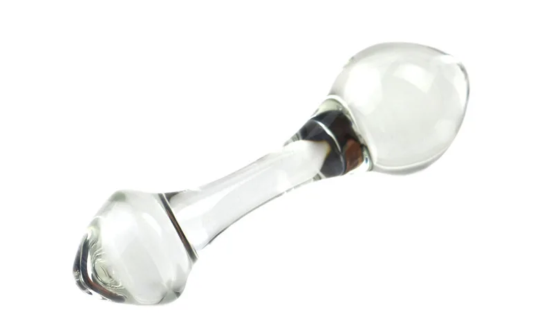 Dildos de vidro transparente tamanho pequeno e grande, acabamento duplo,  plug anal de vidro para mulheres