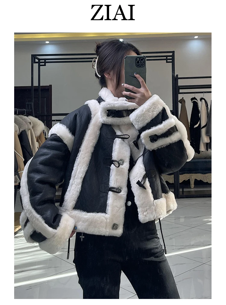 Leather And Fur Integrated New Lamb Wool Coat Women's Winter Thickened ...