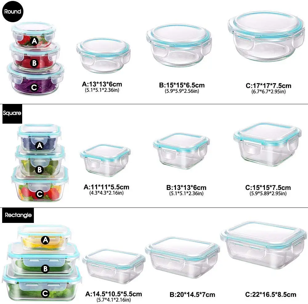 18 Piece Glass Food Storage Containers With Lids Glass Meal Prep ...