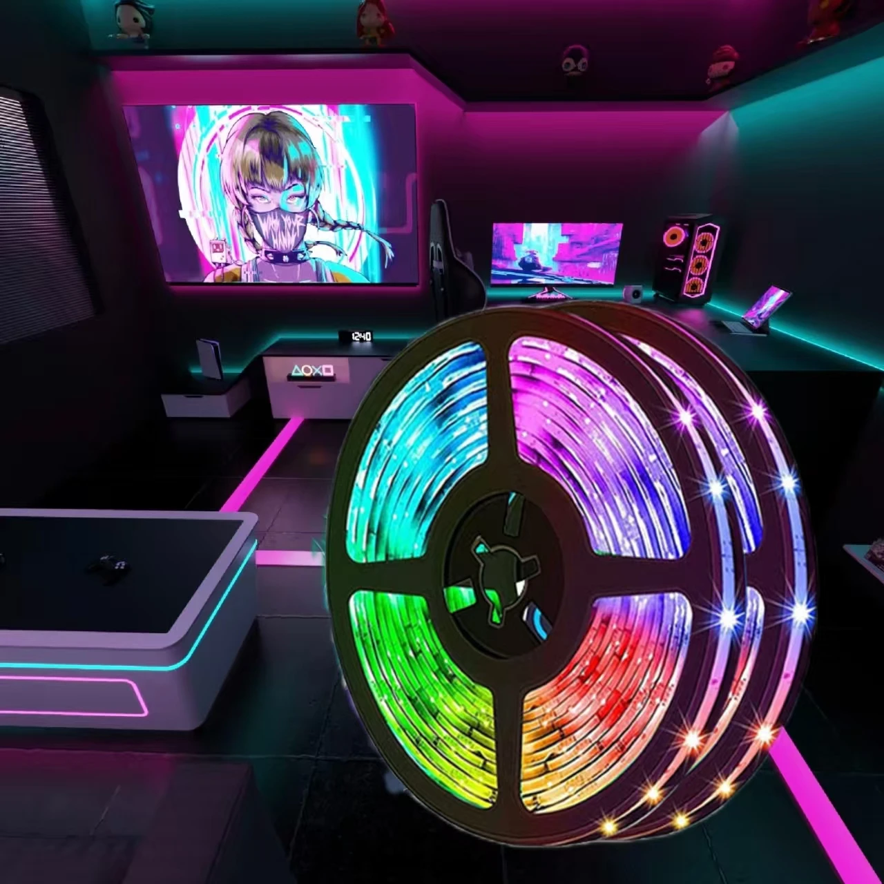 12V RGB Smart LED Strip with App & Remote Control IP65 Waterproof CRI90 ...