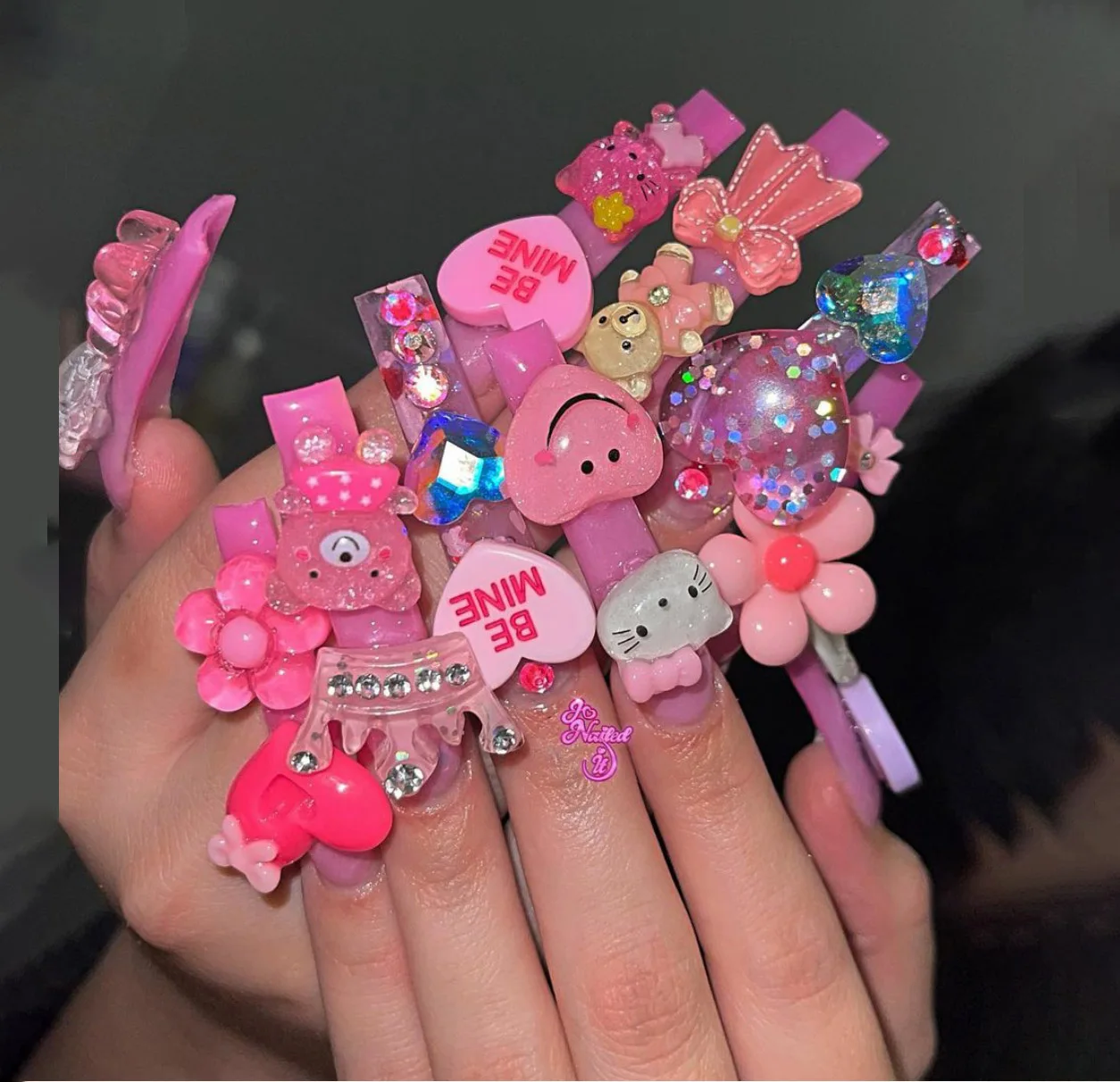 3D Heart Cartoon Resin Colorful Bear Kawaii High Quality Nail Charm Wholesale Red Candy Cherry Nail Art Decoration Bulk