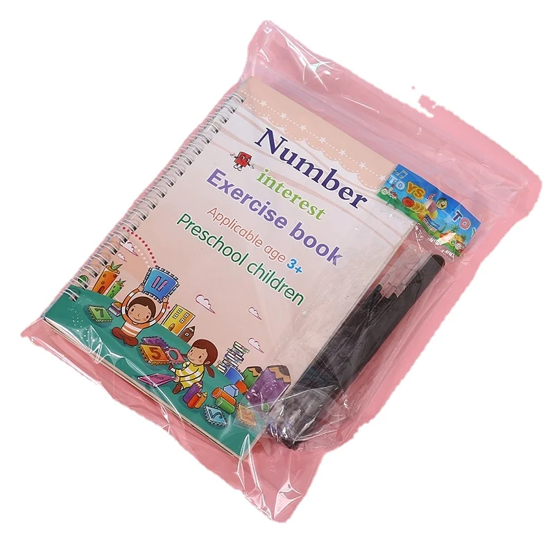 4 книжки, 1 ручка, многоразовые книги для письма magic sank, учебный набор для английской тетради, книжки для каллиграфии для детей