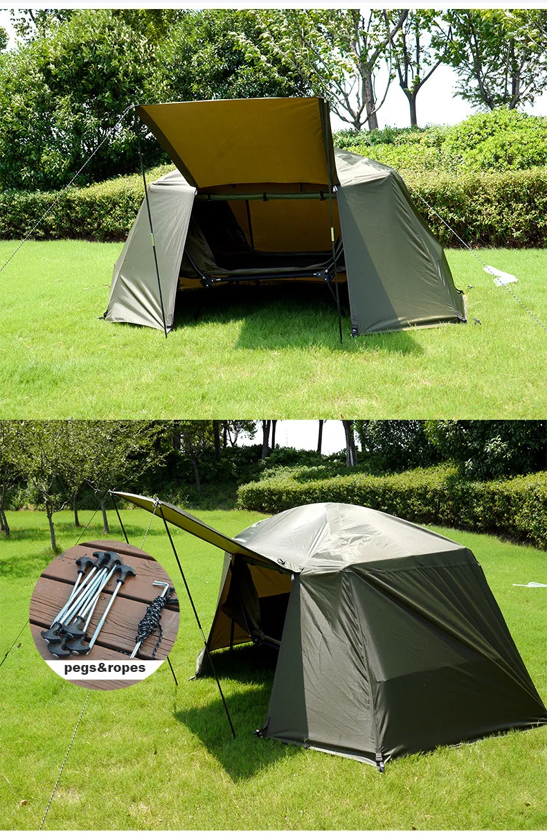 Green 1 Man Fish Tent Adjustable Support Double Layer Heavy Rainproof ...