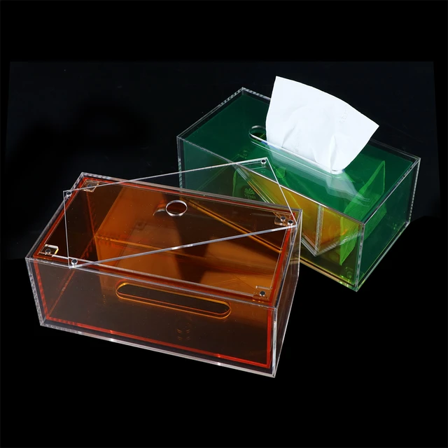 Hot Selling Simple Creative Design Restaurant Rectangle Colorful Acrylic Tissue Box Napkin Box