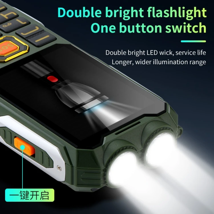 4G Unlocked Bar 2.4 Inch Screen Big Button SOS Alarm LED Battery Senior Cellphone Triple Proofing Elder Feature Keypad Phone