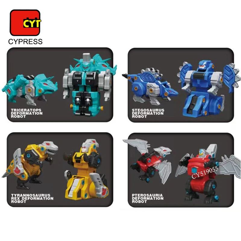 4 in 1 Transform Dinosaur Toy Screwing Robot Car Deformation Toy for Kids