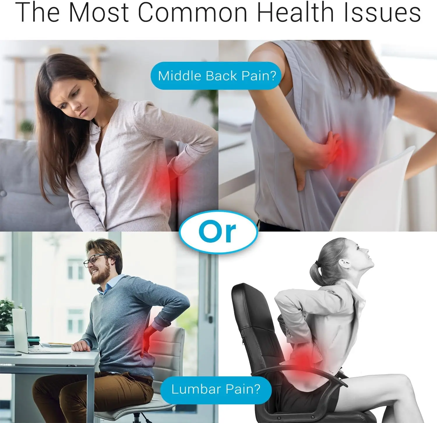 Office Chair Lumbar Support Cushion Relieve Back Pain Improve Posture ...