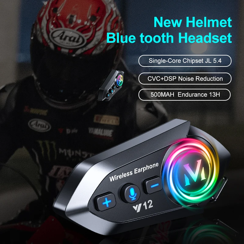 Y12 FM Radio Motorcycle bluetooth Headset Football Ski Helmet Headset With Microphone