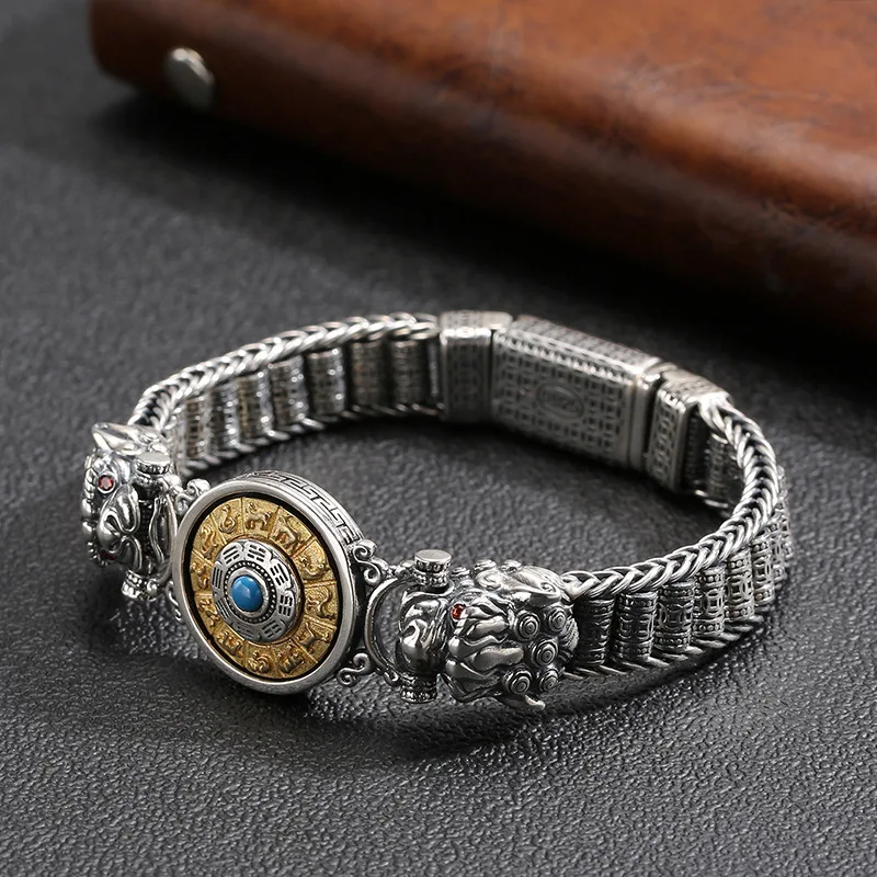 Retro Fashion 12 Zodiac Sign Transfer Bracelets Vintage Silver