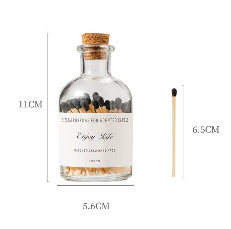 Безопасные сочетания в аптечной стеклянной бутылке, аксессуар для свечи, подставка с цветными наконечниками, набор из 50 спичек