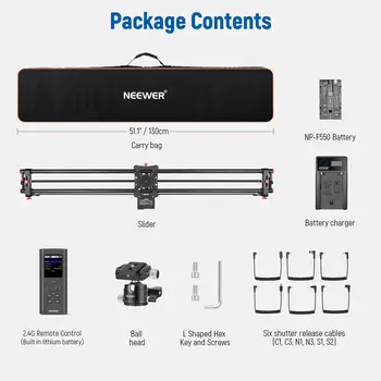 NEEWER ER1-120cm APP With RT-08 Motorized Carbon Fiber Camera Slider product image