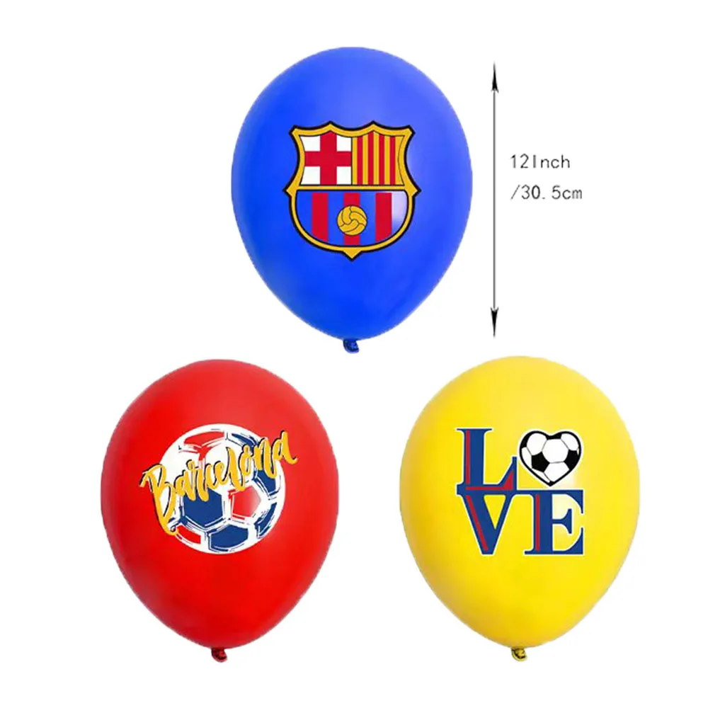 2026 FootballWorld Wholesale Barcelona Birthday Party Decorations Fan Team 12inch Thick Durable Aluminum Balloons Gifts
