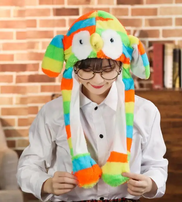 Светодиодная светящаяся плюшевая движущаяся шапка кролика танцующие уши кролика шапки пинчи уши двигающиеся вертикально плюшевые зимние шапки с животными