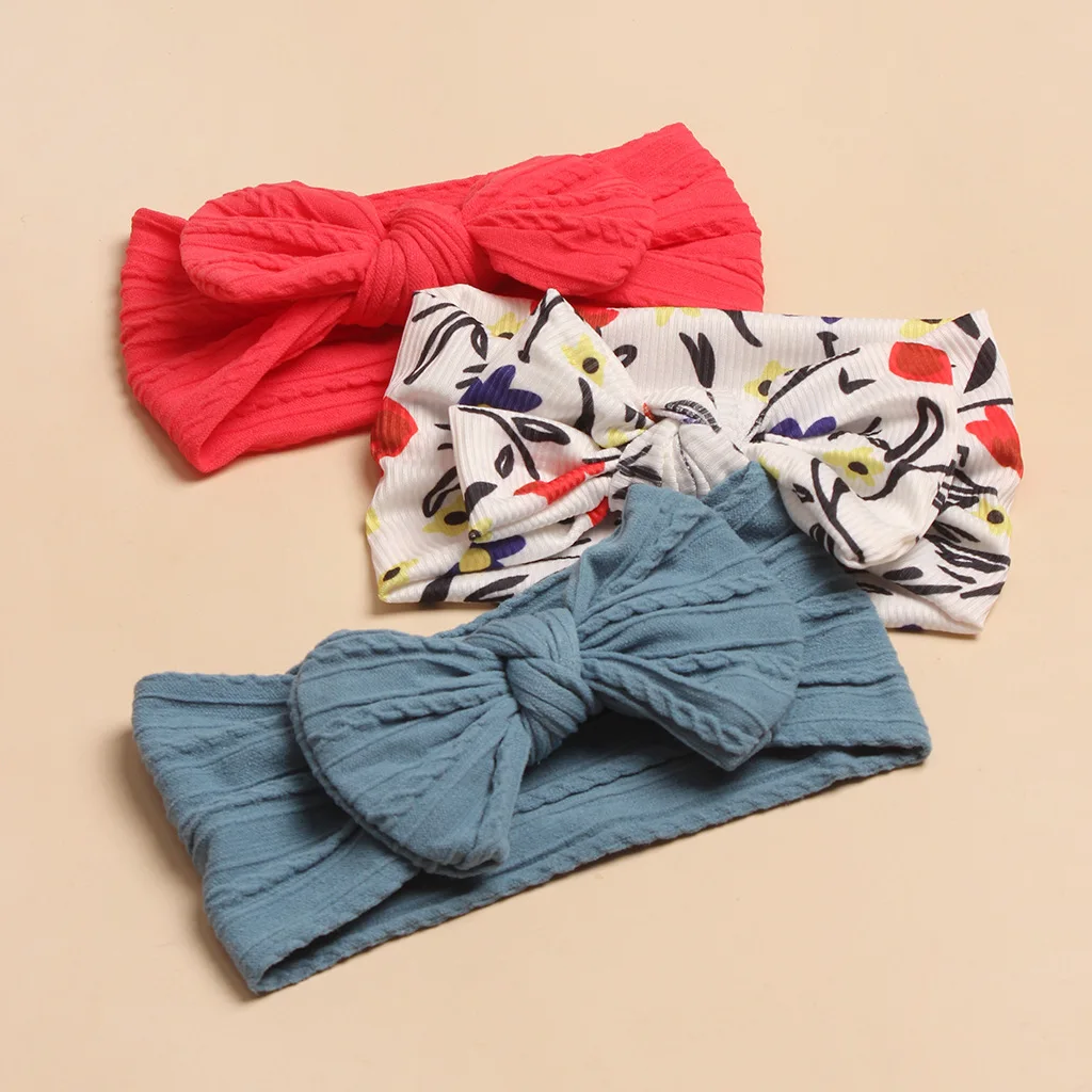 3Pcs Fashion Spring Summer New Arrival Baby Headscarf Cute Bows Kids Hairbands Fabric Accessory for Girls Parties