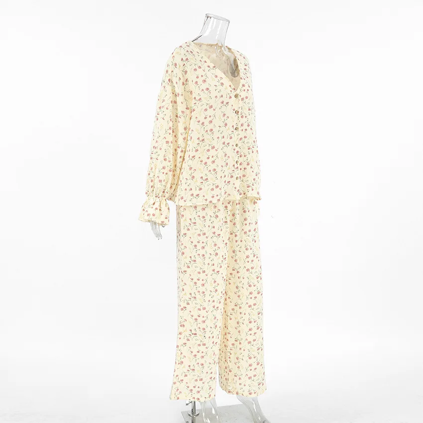2026 Pure Cotton Pajamas Women's Spring and Summer Long Sleeves and Trousers — detail