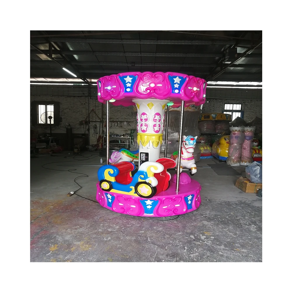 로얄 팰리스 회전 목마 3 플레이어 2 말 1 좌석 코인 운영 어린이 회전 목마 판매