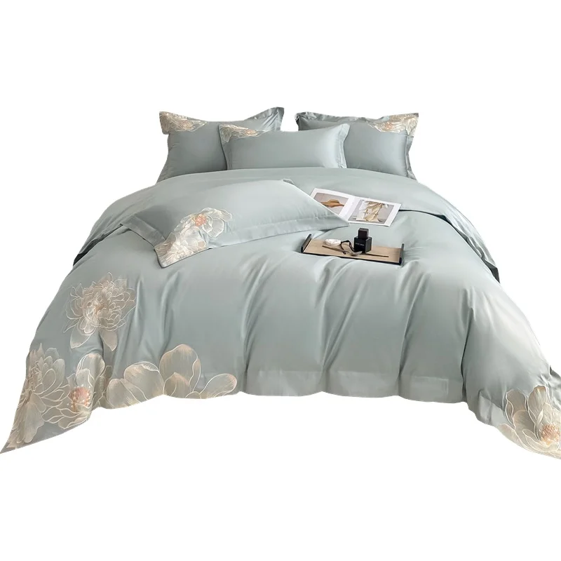 Long Staple Cotton Embroidery Printing Four Piece Set Pure Cotton King Size Printing Duvet Cover for Wedding