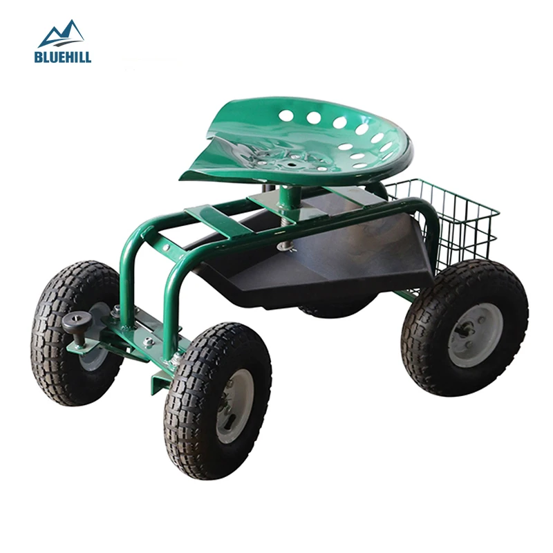 Hand Garden Carts Heavy Duty Stainless Steel Four Wheel Home Tools 4