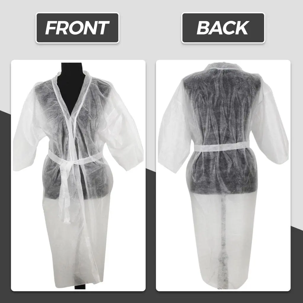 Disposable Nonwoven Kimonos Spa Wear Gown Hairdressing Salon Gown White