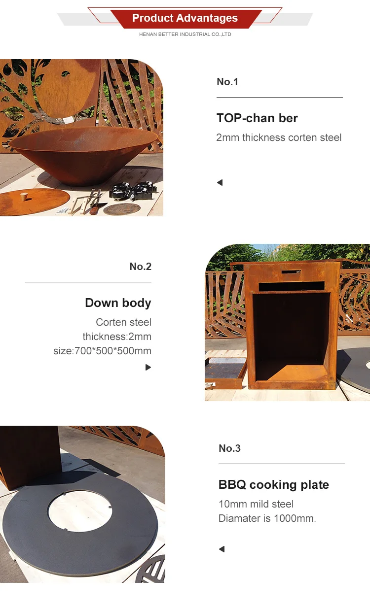 Outdoor Camping Charcoal Bbq Grill Barbecue Corten Bbq Outdoor Barbecue