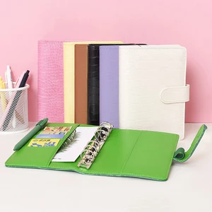 Notebooks  6 Ring Binder Cover Loose Leaf Budget Binder Crocodile Planner Refill Pu Leather Cover A5 A6 Binder