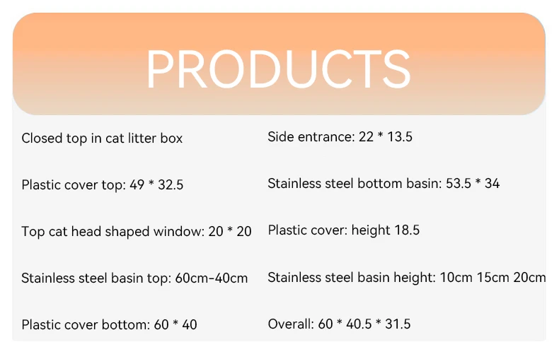 Innovative Stainless Steel Cat Litter Box Large Cat Toilet Fully Enclosed Portable Cat Cleaning Supplies factory