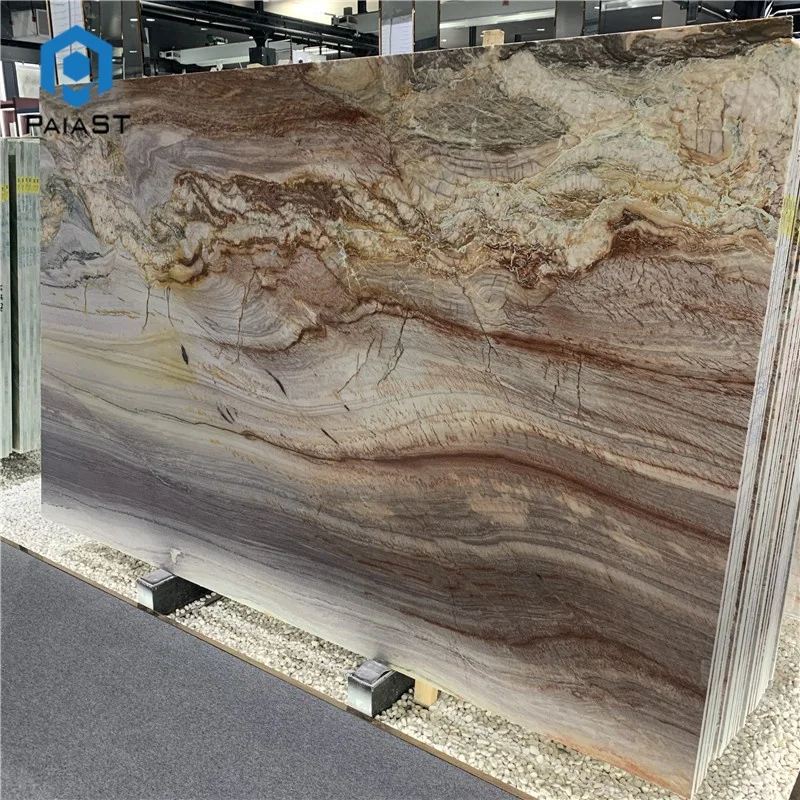 product rainbow impression quartzite slab book match wall marble-3
