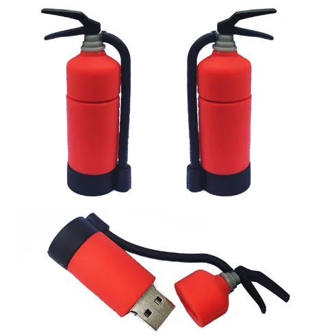 Classic Fire Extinguisher Shaped PVC USB Flash Drive 8GB 16GB 64GB 32GB Capacity Cle Usb Memory Stick Promotional Gift Silicone
