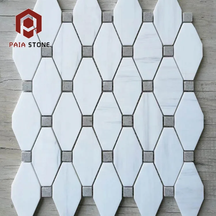 product white marble lantern mosaic wall tile for kitchen backsplash and bathroom design-1