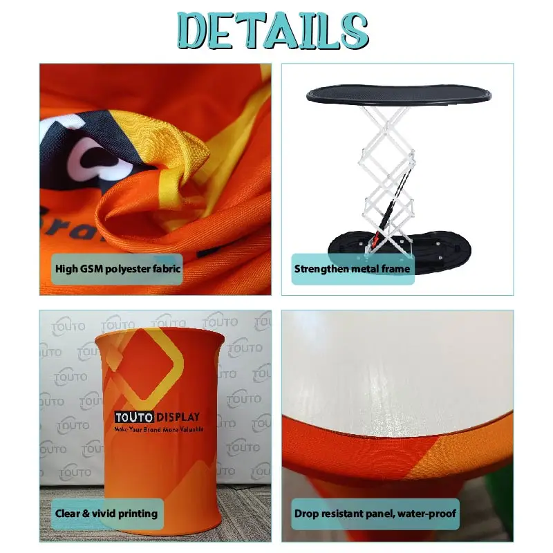 Custom Portable Pop up Trade Show Display Podium with LED Light Tension Fabric Aluminum Frame Carrying Bag