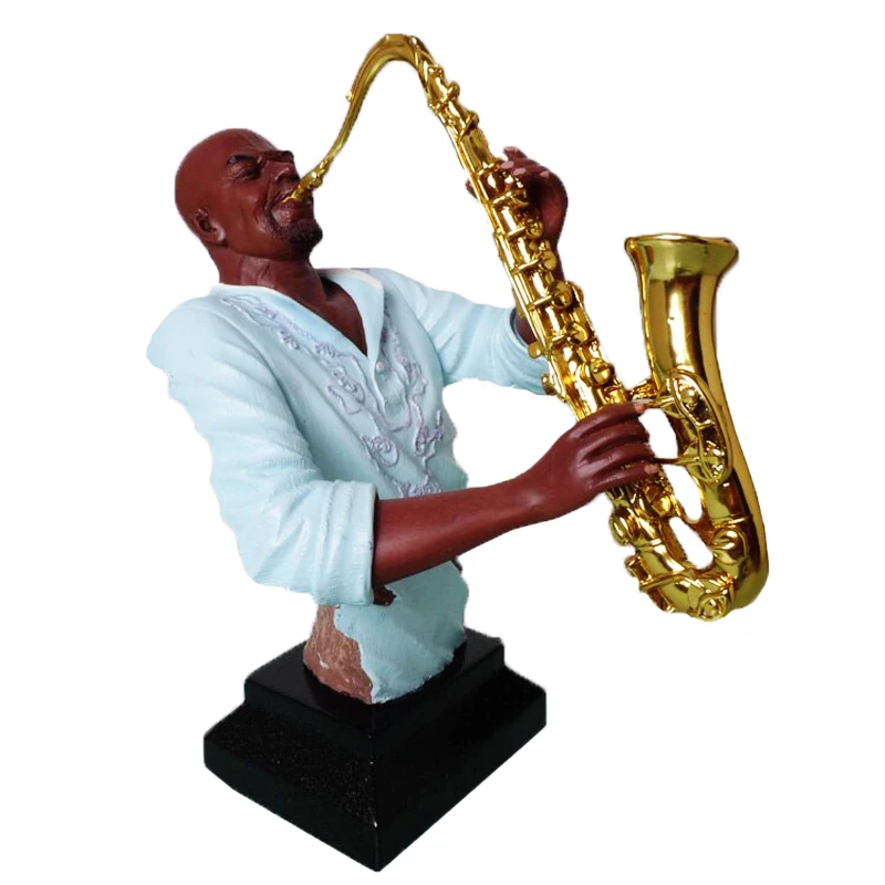 Custom handmade crafts home living room resin blow decoration player figurine saxophone musician Jazz sax statue