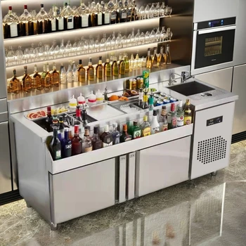 Bar Bartending Table - Stainless Steel Cocktail Counter
