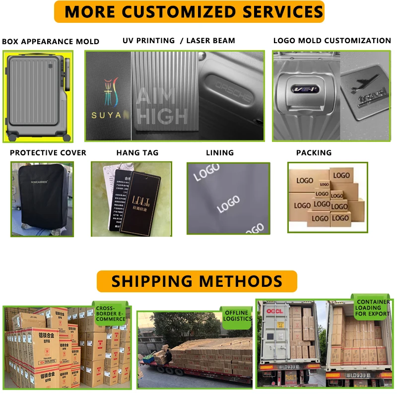 2026 Modern Design Aluminum Luggage Carry on Boarding 20 in Durable Trolley Suitcase TSA Lock Business Metal Travel Case
