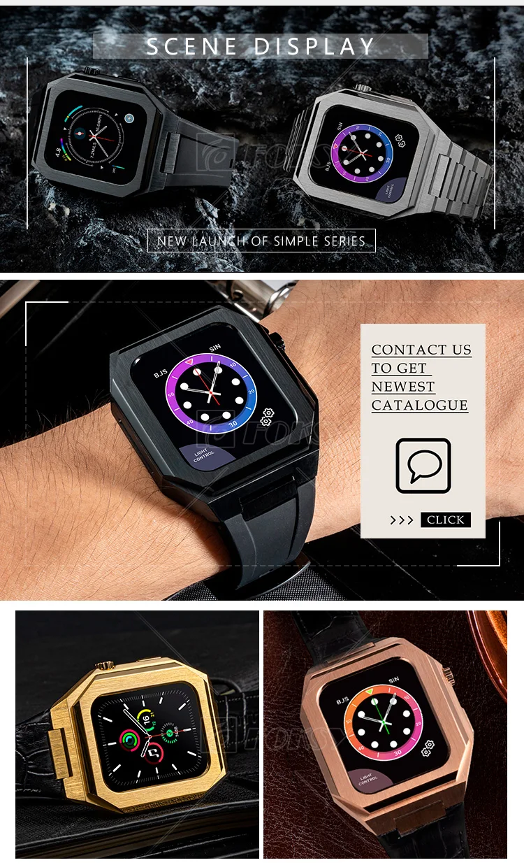 Protective Leather Band Strap 38/41/44/45mm Screen Cover Watch Case For