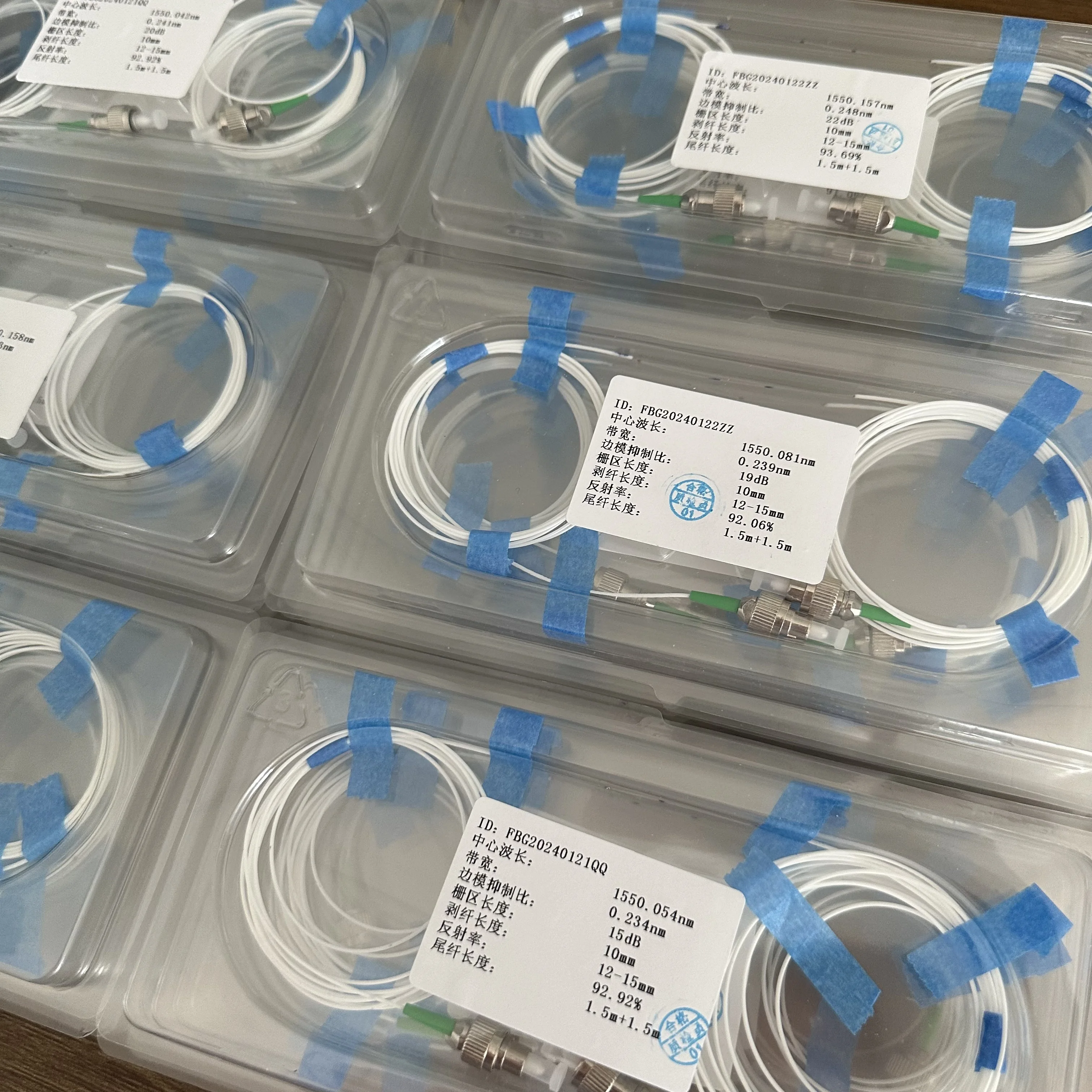 Optical Networking Equipment Fbg Instruments  Center Wavelength 1550 nm 10mm Fiber Bragg Grating Sensor FBG