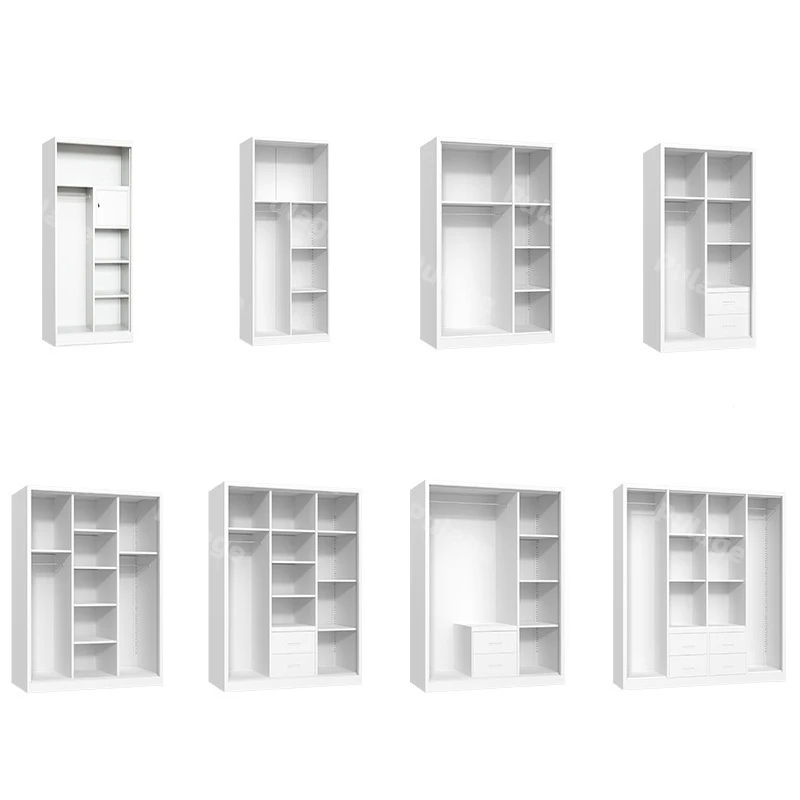 Modern Metal Almirah with Sliding Mirror Doors for Bedroom Organization