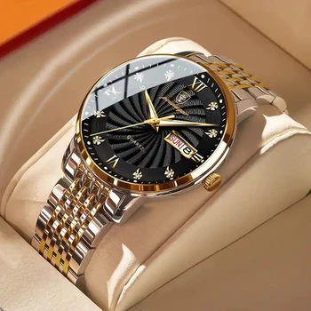 Hot selling POEDAGAR Watch for Men Stainless Steel Week Display Quartz Men's Watches Luxury Date Waterproof Luminous Clock Man