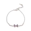 Purple zircon butterfly bracelet silver