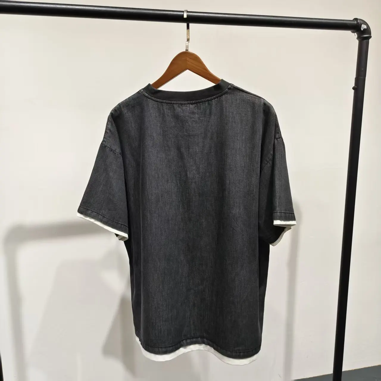 Vintage Acid Washed Men's Custom Logo Distressed Heavyweight 100% Cotton Oversized Knitted Casual Style T Shirt gallery 2