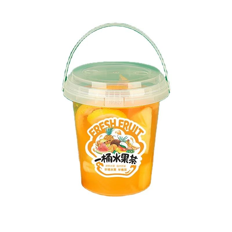 Custom Printing Plastic Cups 700ml 1000ml fruit juice Hard PP bubble tea cup Boba Fruit Drink Cups with Lid