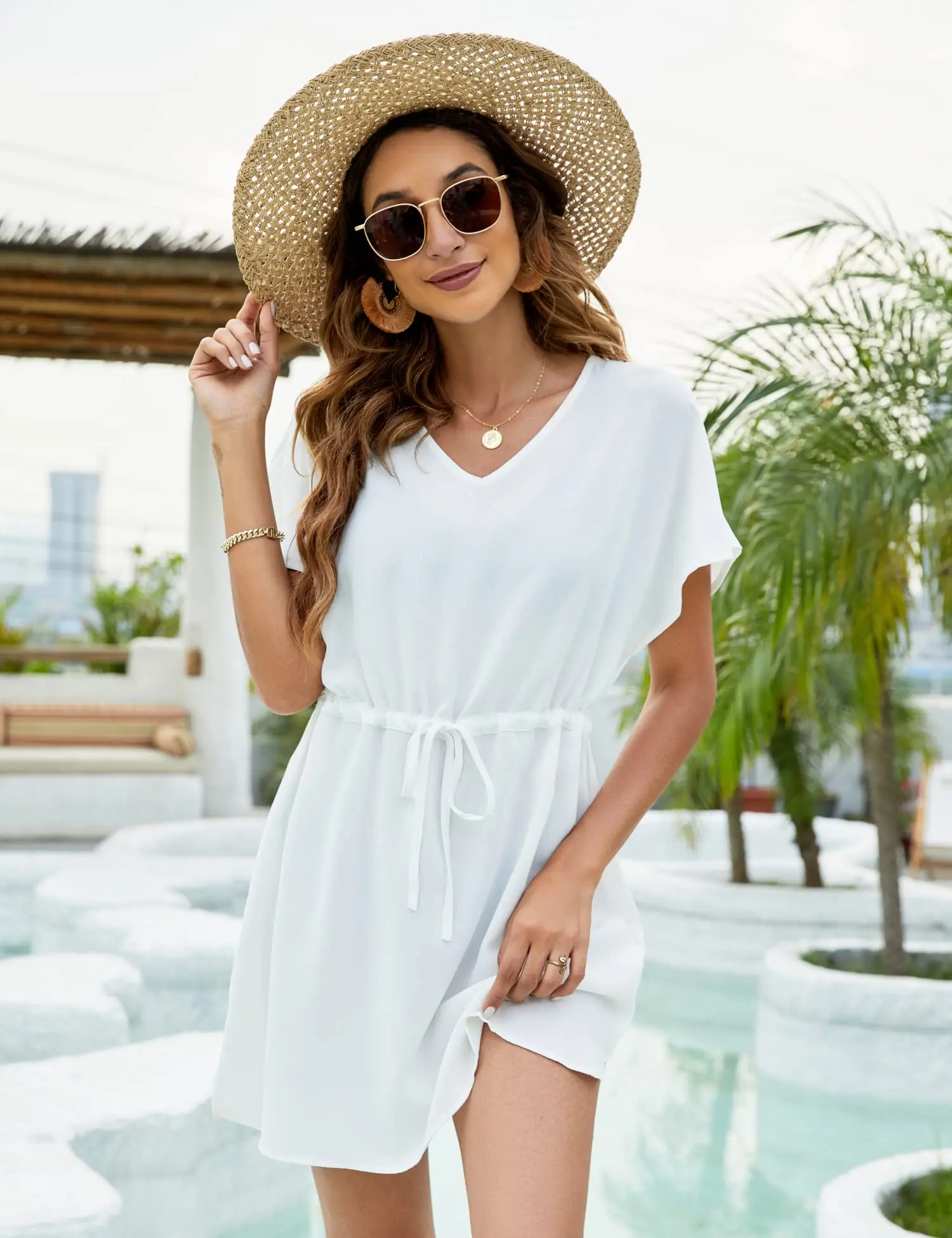 Women Casual Sexy Swim Cover Up Summer Vacation Swimwear Coverups Flowy ...
