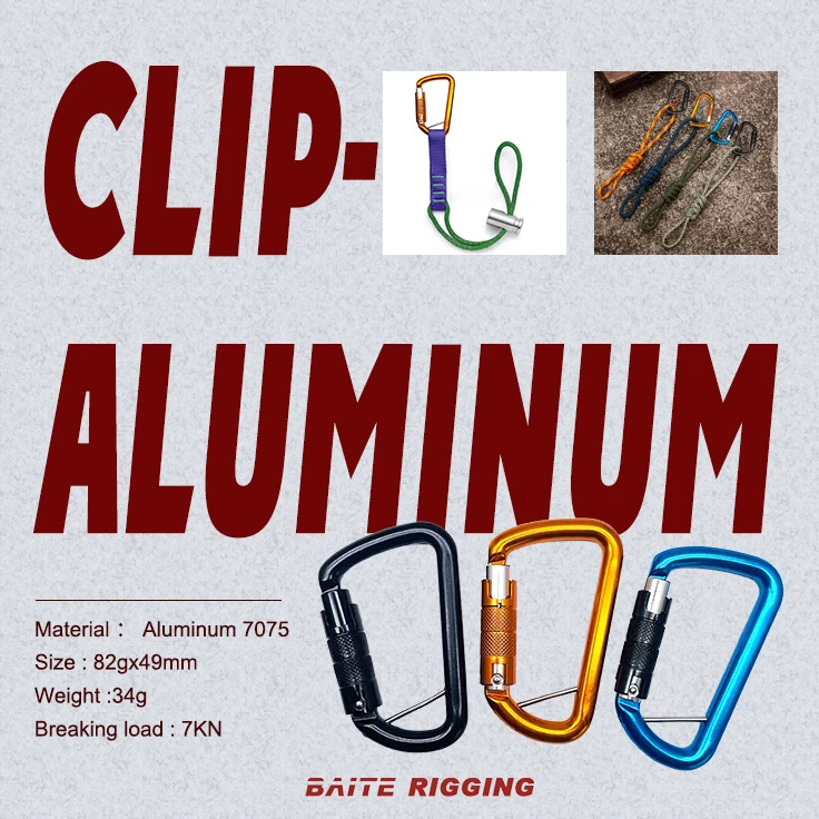 Safety D Shape Aluminum Clip Auto Locking Screw Hooks for Outdoor Camping,Hammock