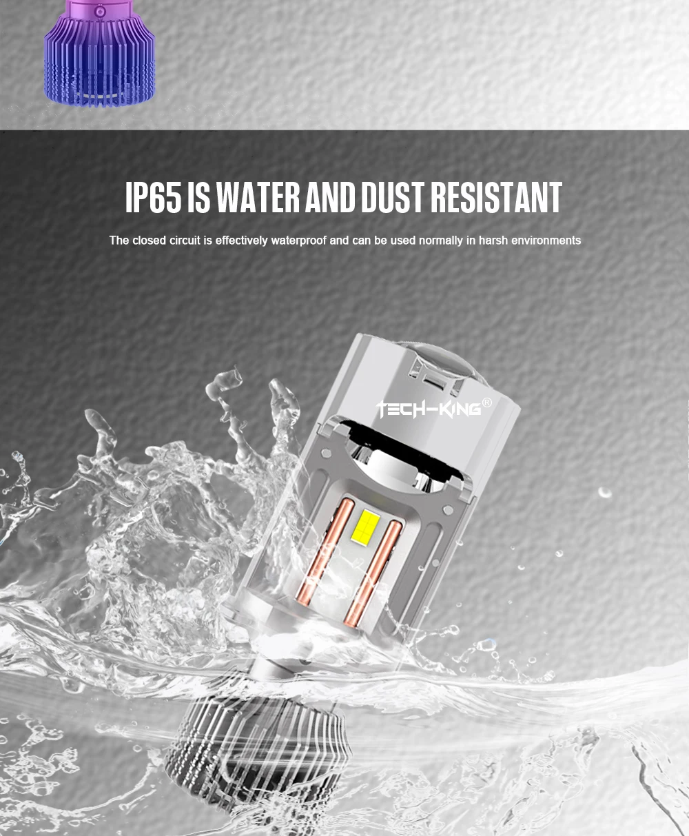 TECH-KING New Car Headlight 12V H4 Mini Led Bi Projector Lens Headlight LED Laser Projector Lens High Power H4 Bulbs