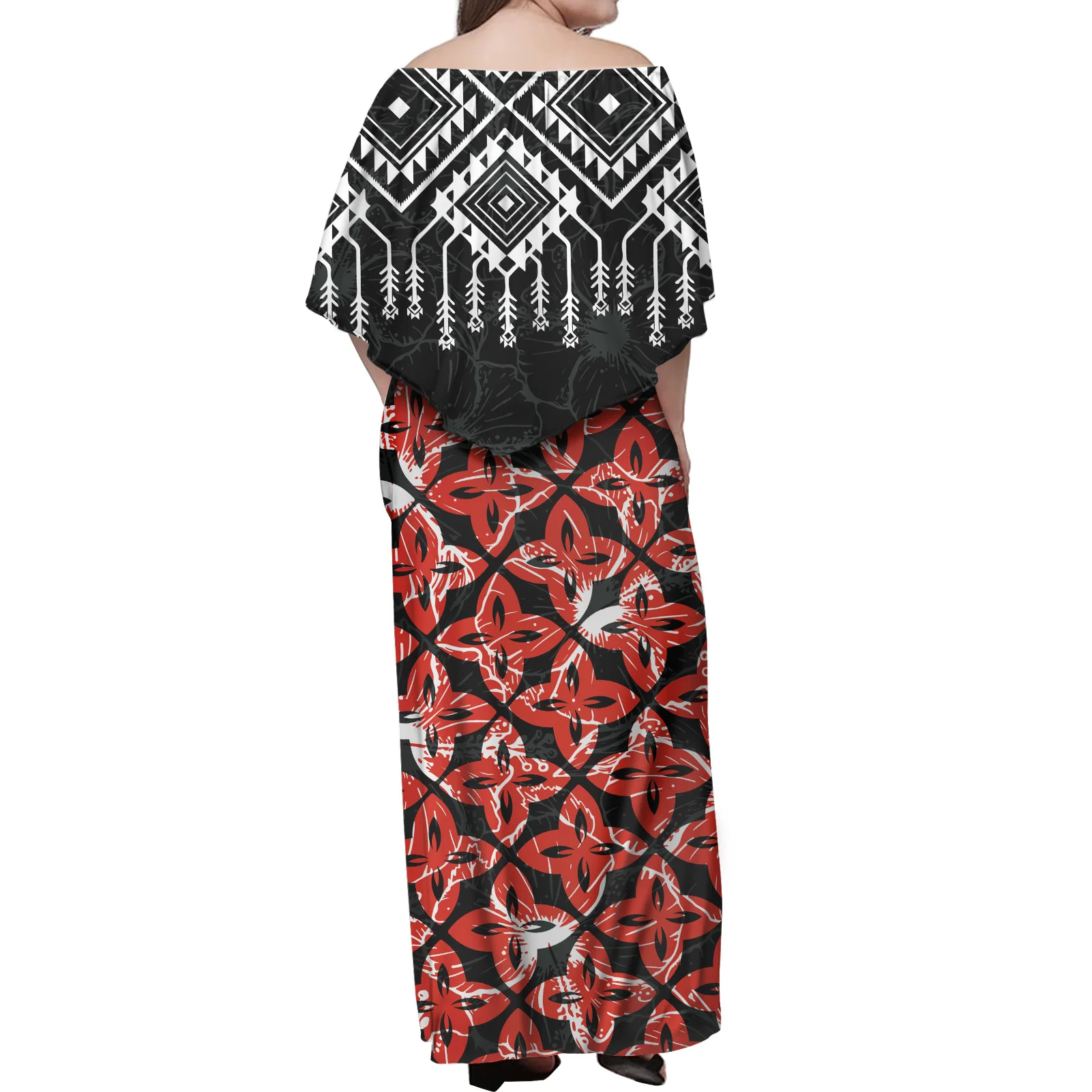 African and Mexican Aztec Tribal Pattern Women Maxi Dress Summer Elegant Off the Shoulder Club Party Long Dresses