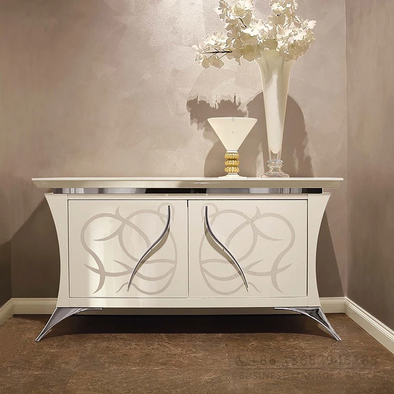 Classical showcase with Four Doors Luxury Style Wine Glass Display Cabinet
