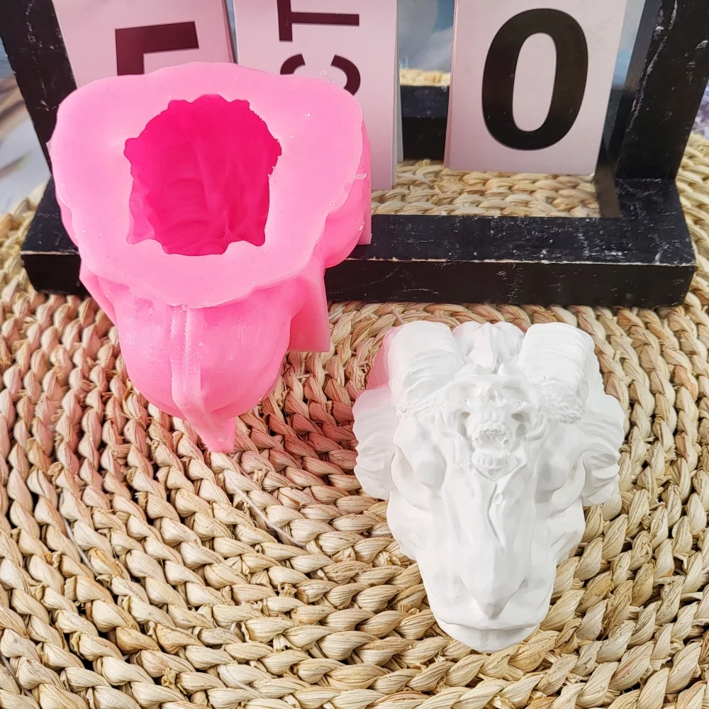Handmade Resin Casting Molds for DIY Ins Style Decorative Ornaments Silicone Skeleton Sheep Head Molds W0408 Cake Tools
