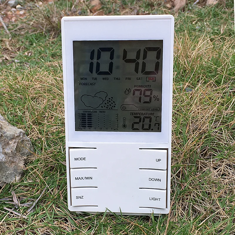 Home Bedroom Snooze Desk Digital Multifunction Lcd Calendar Weather Forecast Station Clock