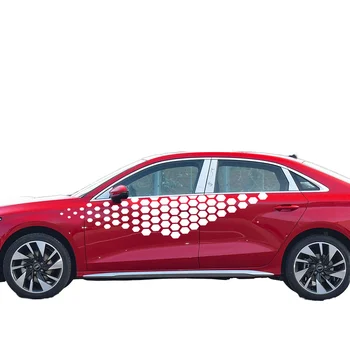 For VW Golf 4 5 6 7 Polo Passat B5 B6 2pcs Car Door Side TCR Captivating Vinyl Decals Exterior Accessories Honeycomb Logo Design