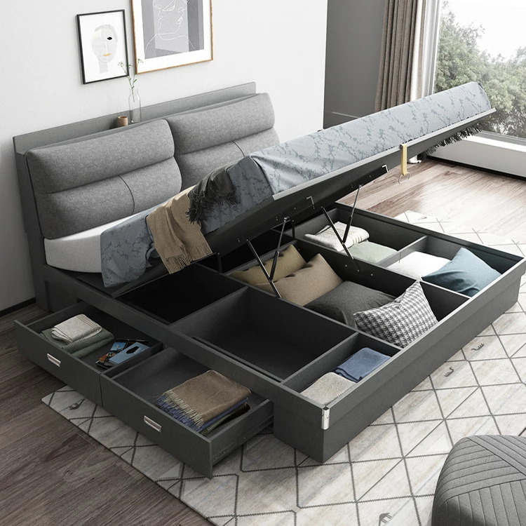 Modern Bed Room Furniture Bedroom Set Storage Tatami Soft Detachable