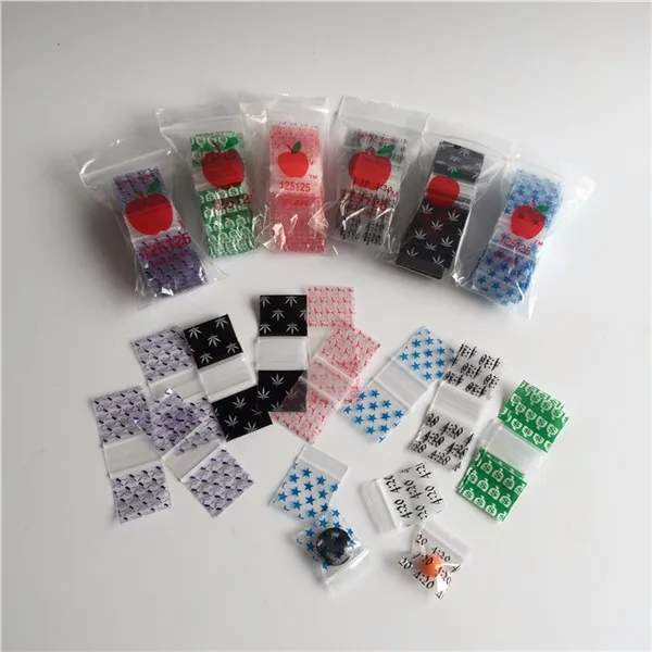 YURUI Eco Custom Mini Ziplock Baggies Design Mix Printed Jewelry Pouch Reclosable Plastic Small Zip Lock Bags with Apple Brand